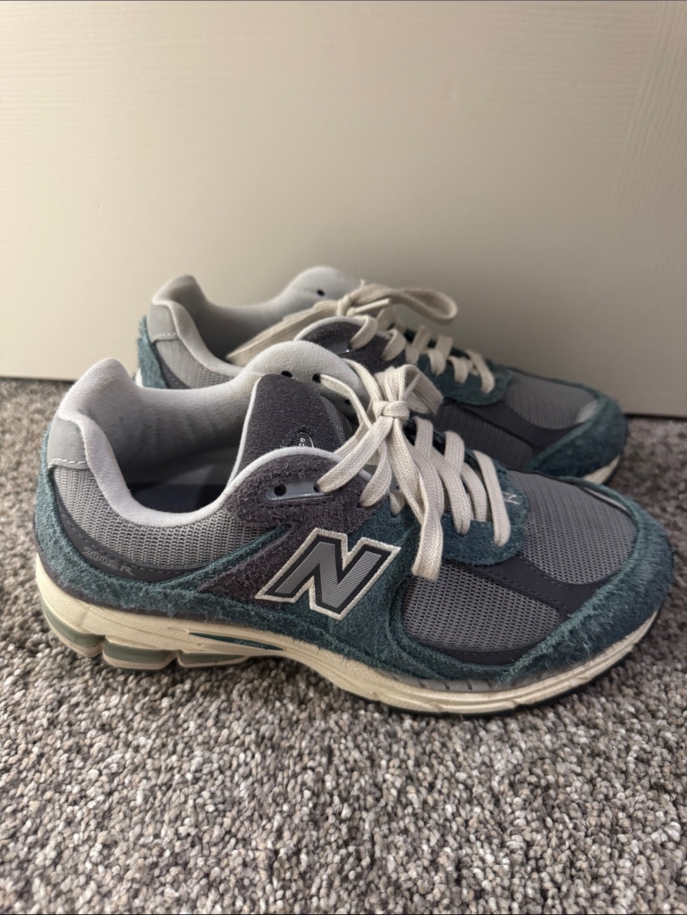 New Balance Gray and Teal-Blue Retro Running Sneakers -New Balance 2002R Sneaker
